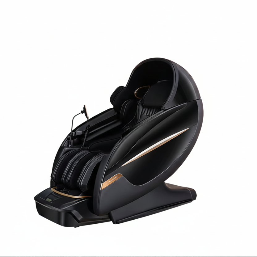 Black massage chair on a white background