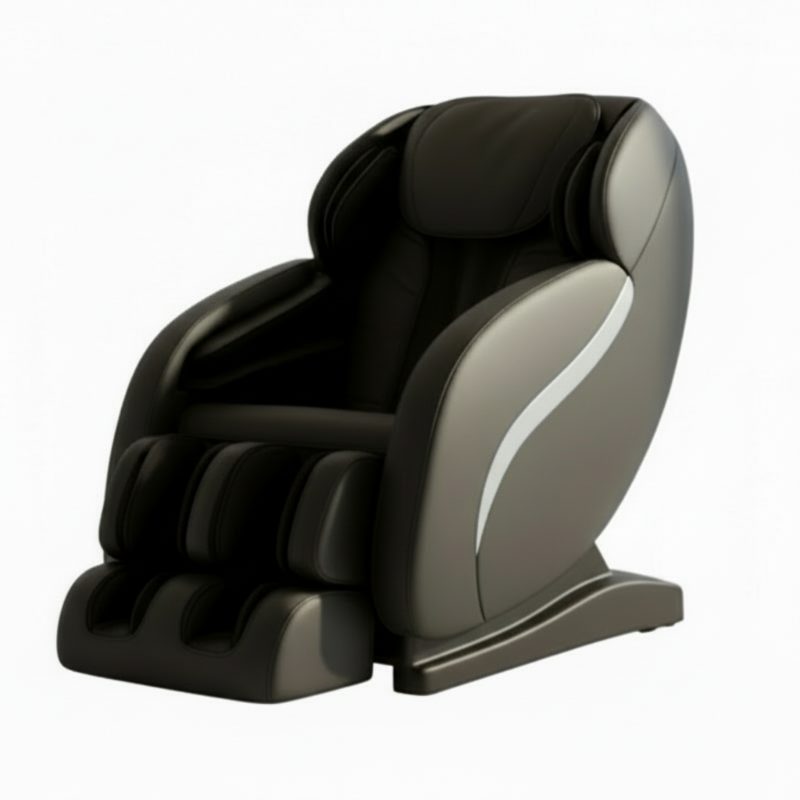 Black massage chair on a white background