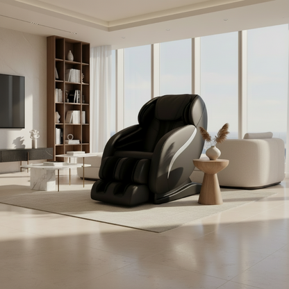 Theralux 200 massage chair with text on a white background